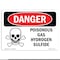 Signmission OSHA Danger Sign, 3.5" Height, 5" Width, Poisonous Gas Hydrogen Sulfide With Symbol, Landscape OS-DS-D-35-L-1534 - alternate 1